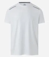 Remera deportiva de hombre con tecnología Dry, cuello redondo y mangas cortas. Presenta un diseño con estampa sutil tipo heat print y detalles de líneas en los hombros.