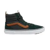 Championes de caña alta Vans Filmore Hi Vansguard, color verde oscuro con detalles en marrón y suela blanca.