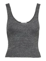 Top de punto color gris melange, sin mangas, con escote redondo y diseño ajustado.