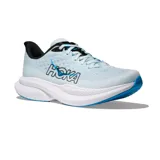 Championes de running Hoka Mach 6, color verde agua claro con suela blanca. Diseño aerodinámico con malla técnica transpirable y amortiguación de alto rendimiento.