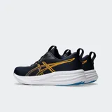 Championes de running Asics modelo Gel Pulse 17, color azul marino con detalles en naranja y suela blanca con tecnología FF BLAST y GEL.