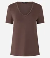 Blusa básica de manga corta y escote en V, color verde lima pálido.