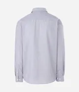 Camisa de corte regular, color gris claro, con cuello inglés, manga larga y cierre frontal con botones. Confeccionada en una mezcla de algodón y poliéster, presenta un diseño clásico y versátil de la marca Marfinno.