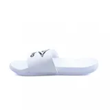 Ojotas tipo slide Umbro, color negro con el logo de la marca estampado en blanco en la banda superior. Poseen plantilla de espuma EVA para mayor amortiguación.