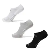 Pack de tres pares de medias deportivas New Balance de corte bajo, color negro con detalles en gris.