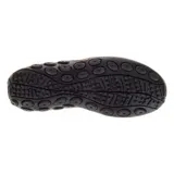 Zapatillas tipo slip-on Merrell modelo Jungle Moc, confeccionadas en gamuza marrón con paneles elásticos laterales para un calce fácil. Presentan una suela de goma negra con tecnología Air Cushion en el talón para mayor amortiguación y estabilidad.