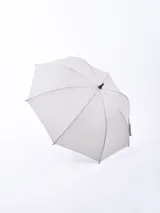 Paraguas negro con mango curvo.