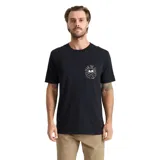 Remera Roark de manga corta y cuello redondo, color negro, con pequeño estampado circular en el pecho que dice 'Fear The Sea' junto a un diseño de calavera sobre el agua.