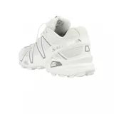 Championes de trail running Salomon Speedcross 3, color blanco total. Presentan un diseño técnico con sistema de cordones de ajuste rápido, suela con tecnología Contagrip para mayor tracción y refuerzos laterales característicos de la marca.