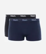 Kit de dos calzoncillos bóxer Mash, uno negro y otro gris, confeccionados en algodón con cintura elástica con logo de la marca.