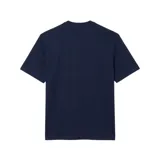 Remera de manga corta Lacoste, color blanco, con cuello redondo y el icónico logo del cocodrilo bordado en el pecho.