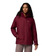 Campera 3 en 1 Columbia Bugaboo III Fleece Omni-Heat color bordó, impermeable y transpirable, con capucha desmontable y bolsillos con cierre.