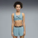 Top deportivo Puma modelo 4Keeps de sujeción media, color verde báltico, con logo de la marca estampado en el frente y espalda estilo nadadora.