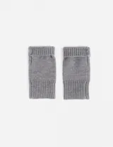 Guantes mitones de tejido de punto color gris, con puños elásticos acanalados en ambos extremos.