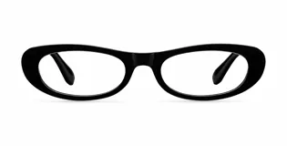 Lentes blueblocker con montura ovalada de color negro y cristales transparentes.