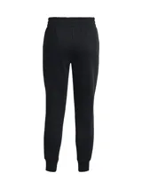 Pantalon de jogging Under Armour modelo Rival Fleece, color negro, con cintura elástica ajustable mediante cordón y puños acanalados en los tobillos. Presenta un diseño deportivo con el logo de la marca bordado en la pierna.