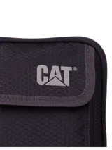 Bolso pequeño tipo bandolera o riñonera de poliéster ripstop hexagonal 300D color negro asfalto, con logo CAT reflectante en la solapa. Cuenta con correa ajustable y extraíble, compartimento principal con cierre y bolsillo delantero con solapa.