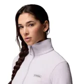 Polar Columbia Basin Trail III Full Zip para mujer, color lila pálido (Lavender Pearl), con cierre frontal completo y bolsillos laterales con cierre.