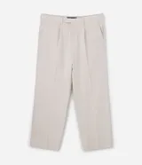 Pantalón masculino wide leg color marrón oscuro, con cintura con trabillas, cierre invisible, bolsillos laterales y frisos.