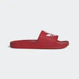 Sandalias Adidas Adilette Lite rojas con logo blanco de la marca en la tira superior.