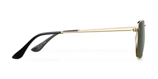 Lentes de sol hexagonales con armazón dorado de acero inoxidable y lentes polarizadas verdes con protección UV400.