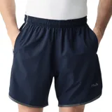 Short deportivo Fila de corte training, color azul marino con detalles de ribetes en gris en los laterales y ruedo. Cuenta con cintura elástica y logo de la marca estampado en el frente.