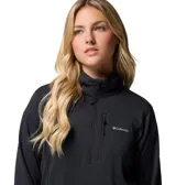 Buzo polar Columbia de mujer con cierre frontal parcial, cuello alto y bolsillo con cierre en el pecho. Confeccionado con tecnología Omni-Wick para absorción de humedad y secado rápido.