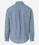 Camisa de manga larga Marfinno con cuello camisero y cierre frontal de botones. Confeccionada en tejido plano de lino y algodón.