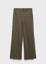Pantalón recto color verde militar con cintura elástica, confeccionado en mezcla de algodón y poliamida.