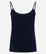 Musculosa básica azul marino de algodón peruano, con escote redondo y tirantes finos.