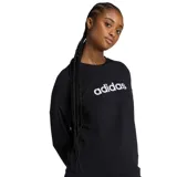 Buzo Adidas de cuello redondo y manga larga, color negro con logo de la marca estampado en blanco en el pecho.