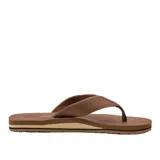 Ojotas de hombre Volcom modelo ABG Victor LX, color marrón, con tiras anchas sintéticas y plantilla acolchada de espuma, suela con líneas en tonos beige y negro.