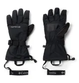 Guantes de nieve Columbia, impermeables y cortavientos, con tecnología de retención de calor. Presentan diseño de largo extendido con puños ajustables, cordón elástico en el dobladillo, cinta amovible y compatibilidad con pantallas táctiles en pulgar e índice.