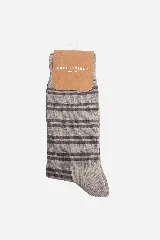 Media gris con rayas horizontales marrones. Marca Brooksfiel Torino.