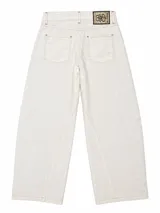 Pantalón de tiro bajo y fit barrel confeccionado en mezcla de lino y algodón, con costuras pespunteadas a contratono y bolsillos delanteros.