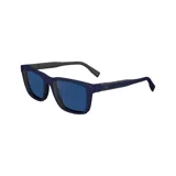 Armazón para lentes recetados Lacoste modelo 6010/55, color azul con patillas negras. Incluye clip-on.