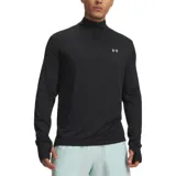 Buzo deportivo Under Armour modelo Velocity 1/4 Zip, color negro, con cuello alto, cierre parcial de un cuarto y mangas largas con aberturas para los pulgares. Logo reflectante de la marca en el pecho.