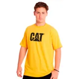 Remera de manga corta color amarillo con el logo de la marca Caterpillar estampado en negro en el centro del pecho.
