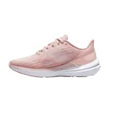 Championes de running Nike Air Winflo 9, color gris oscuro con detalles en cobre y plateado. Presentan diseño aerodinámico con logo lateral metalizado, entresuela blanca amortiguada y suela con relieve para mayor tracción.