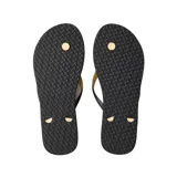 Ojotas negras Rip Curl Premium Surf Bloom Open Toe, con tiras finas color dorado.