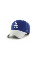 Gorra tipo baseball de los Los Angeles Dodgers, con corona estructurada azul y visera curva gris. Presenta el logo del equipo bordado en relieve en el frente y el logo de la marca 47 en el lateral.