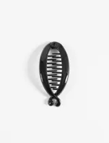 Broche pinza banana color negro de plástico.