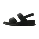 Sandalias casuales de plataforma baja color beige, con tiras ajustables con velcro y detalles metálicos dorados.