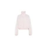 Campera Adidas Adilenium 5.0 Balloon Track Top de color rosado con cuello alto, cierre frontal y las clásicas tres tiras blancas en las mangas.