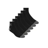 Pack de seis pares de medias negras con puntera y talón en gris, y logo de la marca en el tobillo.