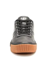 Championes Cat modelo Amp, color negro con textura metalizada. Presentan suela de plataforma dentada en color caramelo y cierre mediante cordones.
