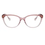 Armazón para lentes de acetato color rosa con forma de ojo de gato.