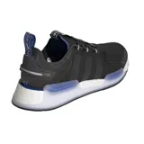 Championes adidas NMD_V3 de diseño urbano, color negro con detalles en azul traslúcido en la entresuela y refuerzos en el talón. Presentan el icónico sistema de amortiguación Boost y un ajuste tipo media con cordones.
