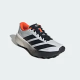 Championes de trail running Adidas Terrex Agravic 4, con diseño técnico en colores blanco, negro, naranja y amarillo neón. Presentan exterior de tela con revestimientos de TPU, mediasuela Lightstrike y suela de caucho Continental para mayor tracción.