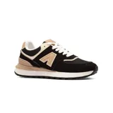 Championes urbanos American Sport modelo Mila 2.0, color gris con detalles en blanco y rosa, confeccionados en gamuza y malla, con logo "A" característico en los laterales y suela chunky.